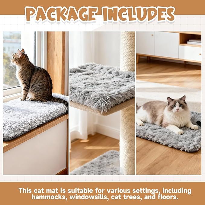 23 x12 Big Fluffy Dog Cat Bed Pad Mat, Refurbish Cat Window Perch Accessory, Double Sided, Easy Fasten & Remove for Indoor Pet Sleep Cushion, Upholster Pet Furniture