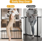 Dog Gate Indoor,18"-45" Adjustable Extra Wide Metal Short Dog Gate to Step Over, 14" Tall Small Pet Gate with 3 Extension Kits, Pressure Mounted for Doorways & Stairs Black