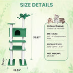 70 Inches Tall Outdoor Weatherproof Cat Tree Tower, Multi-Level, Large Cat Condo with PVC Board and Cat Scratching Posts, for Outside and Indoor