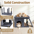 Cat Tree Tower Bed with Scratching Post for Indoor, Heavy Duty Small Stand House Condo for Large Cats & Kittens, Platform Perch Hideout Climb Rest Area, Modern Sturdy Furniture, Dark Gray