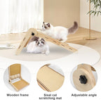 L Shaped Cat Scratching Post, 23.2" Tall Sisal & Wooden Base Cat Scratcher Board for Indoor Cats, Sturdy Vertical Cats Scratching Pad Protects Furniture