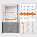 Dog Gate for Stairs Pet Gates for The House: Dogs Screen Mesh Gate for Doorways Stairways Indoor 29 inch Tall, 50 inch Wide Fits 44-47 inch Openings