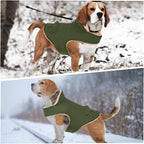 ASENKU Warm Dog Winter Coat, Waterproof Dog Coat for Cold Weather, Fleece Dogs Jacket with Ultra Thick Plush Lining Leash Hole Storage Pockets for Medium Large Dogs (Green, Large)