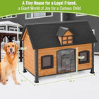 GUTINNEEN Heated Outdoor Dog House, 2-Windows Weatherproof Shelter with Reinforced Metal Frame, Heating Pad& Insulated Thermal Liner for All-Season Use (Fits Small, Medium, Large Dogs)