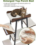 74-Inch Modern Cat Tree Tower for Large Cats, Multi-Level Cat Tower with Scratching Board, Large Perch, Hammock, Removable Pads, White