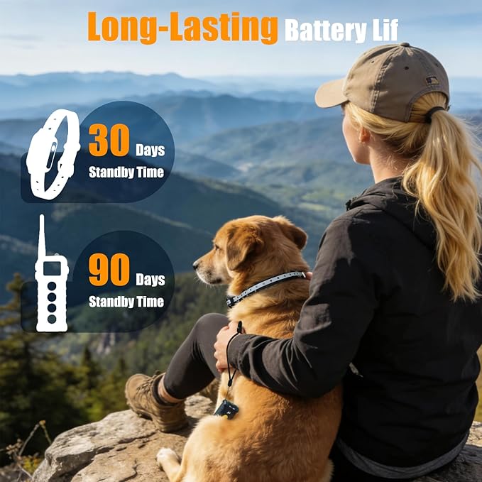 PERPETUAL Dog Vibration Collar with Remote, No Shock & No Prongs - 3300FT Waterproof Rechargeable Training Collar with Beep/Vibrate Modes & Security Lock, Fits Dogs 5-120 lbs