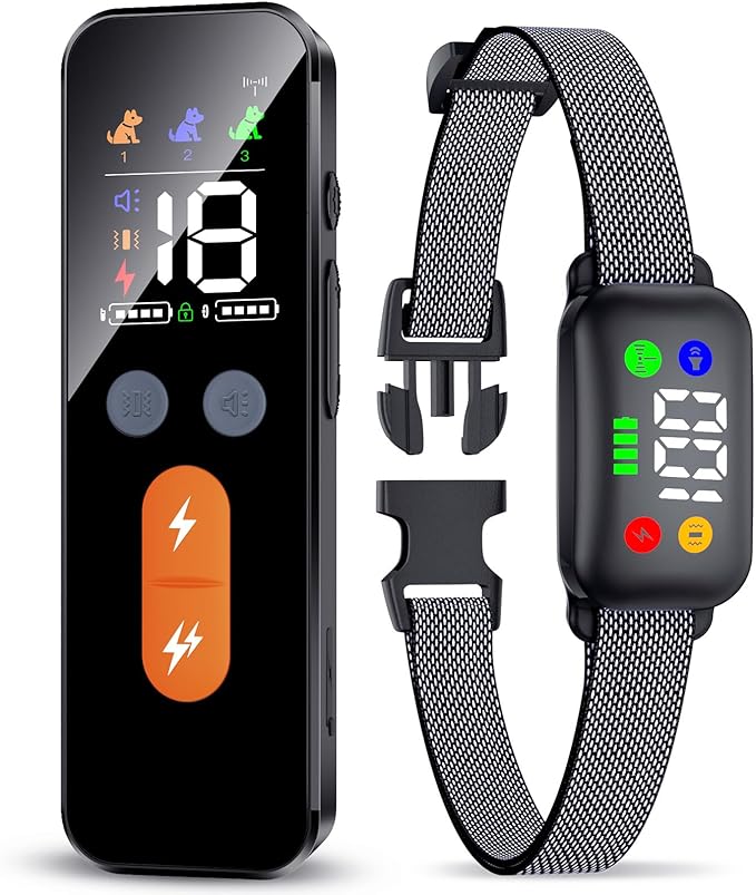 Shock Collar for Dogs, Rechargeble Dog Shock Collar with Remote Control for Medium Large Dogs 40-120lbs, IP68 Waterproof Dog Training Collar with Beep Vibration and Static