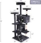 Go Pet Club 70'' Tall Multi-Level Cat Tree with Scratching Post, Stand Platform, Cat Condo, Tower and Funny Toy for Medium Indoor Cats