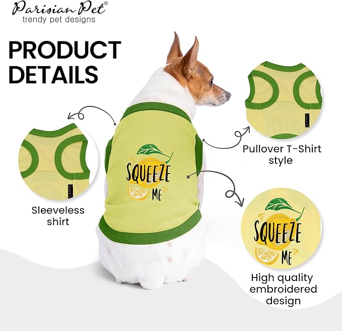 Parisian Pet Dog Shirt – 100% Cotton Shirts for Medium Dogs – Sleeveless Puppy Vest – Lightweight and Breathable Pet Apparel – Pullover Summer Dog Clothes - Stretchy Funny T Shirts for Dogs