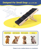 Dog Ramp for Couch & Low Bed - Joint & Spine Support with Gentle Incline for Small Dogs, Adjustable, Anti-Slip & Foldable, Up to 35 lbs