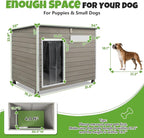 Medium Wooden Dog House Outdoor, Weatherproof Dog Houses with Adjustable Vent Windows, Alloy Chew-Resistant Frame, Removable Floor for Medium & Small Dogs (34" L x 22" W x 25" H)