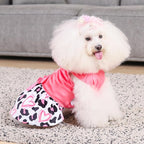 CuteBone Dog Dresses Velvet Mama's Girl Small Dogs Clothes Onesie Pet Apparel Girl Puppy Skirt with Bow Hair Rope CVA40XS-D
