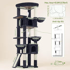 Globlazer Extra Large Cat Tree, 78 inch Sturdy Tall Cat Tree Tower for Indoor Multiple Large Adult Cats Kittens with 6 Scratching Posts, Enlarged Top Perch, 2 Padded Condos, S78G, Dark Grey
