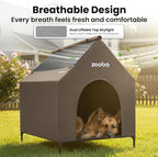 36" Large Dog House for Large Dog Indoor or Outside, Weatherproof 600D PVC Outdoor, Featuring Breathable 2x1 Textilene Elevated Dog Bed, Easy Clean (Brown)