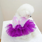 Fashion Sweet Puppy Dog Blingbling Princess Skirt Pet Dog Lace Cake Camisole Tutu Dress B-Purple S