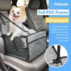 Petbobi Dog Car Seat - Puppy Car Seat for Small Dogs and Cats up to 20 lbs - Pet Car Seats with PVC Frame & Cationic Fabric - Perfect for Safe and Cozy Travel - Breathable Mesh, Storage Bag - Grey