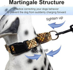 Fall Reflective Martingale Collar for Dogs with Quick Release Buckle Autumn Dog Collars (Brown Plaid, Medium)