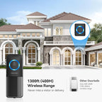 TECKNET Wireless Doorbell, Door Bell 0-120dB, Plug-In Doorbells 1300ft Range, Classroom Doorbell IP65 Waterproof, 60 Chimes & 5 Volume Levels, LED Light for Home Kids Classroom Hearing Impaired, black