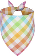 Spring Dog Bandana Small 1PCS, Colorful Plaid Dog Bandana, Easter Scarf for Boy and Girl, Summer Durable Triangle Reversible Bibs for Puppy Pet