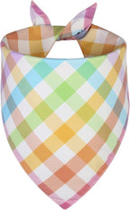 Spring Dog Bandana XLarge 1PCS, Colorful Plaid Dog Bandana, Easter Scarf for Boy and Girl, Summer Durable Triangle Reversible Bibs for Puppy Pet