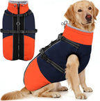 AOFITEE Dog Coat, Windproof Turtleneck Dog Jacket with Built in Harness, Reflective Dogs Jackets with Fleece Lining, Waterproof Pet Winter Coat for Cold Weather for Border Collie, Beagle, Blue XL