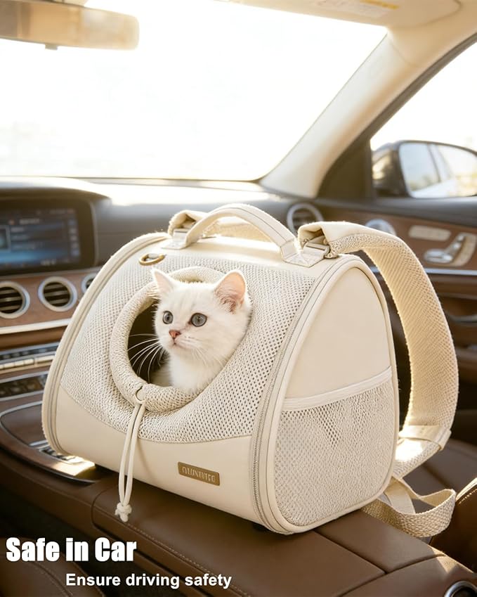 Pet Dog & Cat Chest Carrier Backpack,Adjustable Ventilated Carrier for Small Dogs Cats,Front Facing Puppy Carrier Backpack,Lightweight Doggy Backpack for Travel Hiking Outdoor (Beige)
