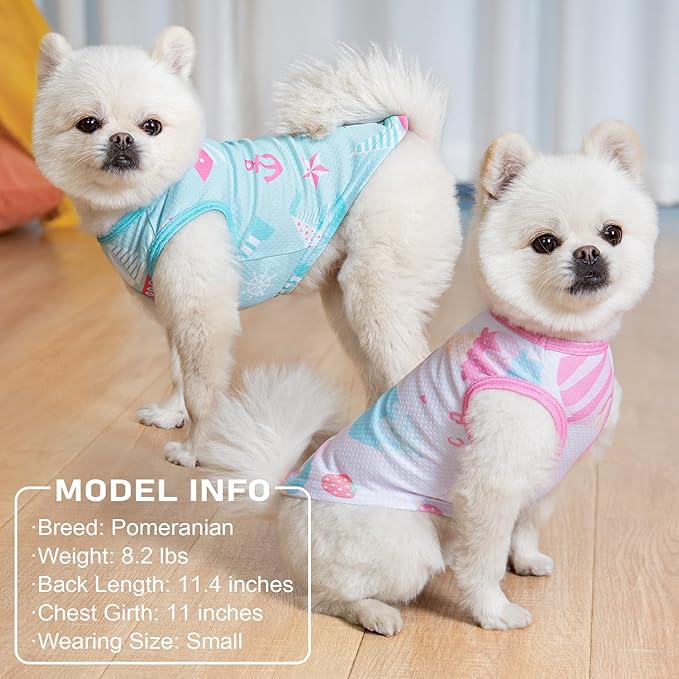 KYEESE 2Pack Dog Cooling Shirt, Breathable Dog Shirt for Large Dogs, Sun Protection Dogs Cooling Vest Tank Top, Lightweight Soft Sleeveless Summer Pet Clothes, Boat+Ice Cream, 3XL