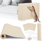 4pack Cat Scratch Couch Furniture and Wall Protector | Adhesive Cat Scratch Pad for Covering Cat Tower, DIY Climbing Cat Scratcher Couch Protector from Cat Claws Scratching (Off-White)