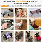 BEAUTYZOO Small Dog Hoodie Sweater with Pockets, Dog Clothes for Small Medium Dogs Boy Girl, Waffle-like Laminated Cotton Pet Coats with Hat and Leash Hole, All Weather Coat for Puppy Doggie Chihuahua