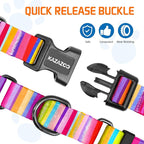 Kazazoo Martingale Collar for Dogs with Quick Release Buckle Adjustable Soft Durable Dog Collar for Small Medium Large No Pull Training Dog Collars-Rainbow L