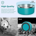 Dog Bowl, Stainless Steel Dog Food and Water Bowl with Non Slip Quiet Bottom, Easy to Clean, Dishwasher Safe, 64oz, Lake Blue
