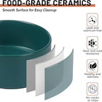 Ceramic Dog Bowls, Non Slip Dog Food and Water Bowl with Silicone Base, Heavy Pet Feeding Bowl for Small, Medium, and Big Dogs (Green, 6 Inches)