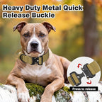 Joytale Tactical Dog Collar for X-Large Dogs with Control Handle, Heavy Duty Military Training Collar for Power Breeds, AirTag Holder Case, Quick Release Metal Buckle, Soft Padded, XL, Khaki