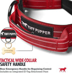 Tuff Pupper Tactical Dog Collar with Handle | Heavy Duty Adjustable Dog Collar | Military Nylon Collar for Large Dogs | Quick-Release Buckle | Soft Padded Comfort | Training Control (Red, Large)