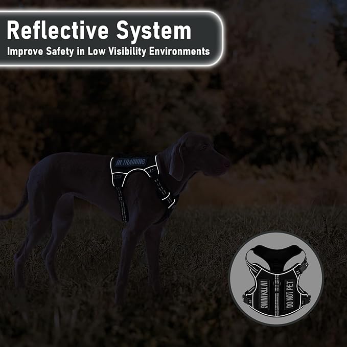 Tactical Dog Harness for Large Dogs, for Golden Retriever, Labrador, German Shepherd etc, No Pull Reflective No Choke Adjustable and Padded Pet Vest Harness, Black, L
