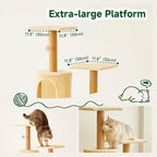 Deluxe Cat Tree Tower, 132cm Multi-Level Climbing Structure with Condo, Hammocks, Platforms, Beige Plush, Indoor Activity Center