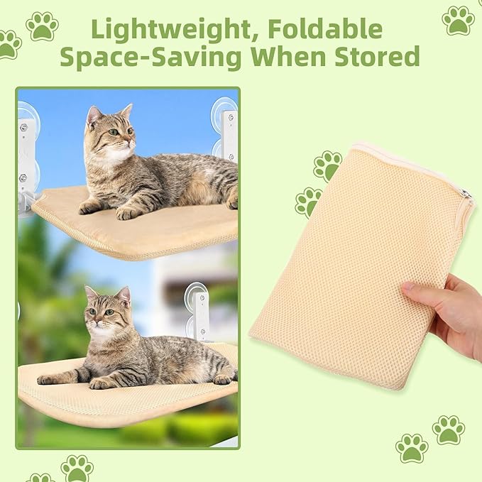 2PCS Replacement Cover for Cat Window Perch, L Size Cordless Cat Window Hammock Bed Accessories, Reversible Breathable/Warm Seat Cover for Inside (White, 23.6''L×11.8''W)