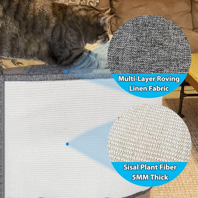 NATUYA Cat Scratch Furniture Protector - Large Sisal Cat Scratching Mat for Couch, Arm, Sofa, Corner (Dark Gray, Right)