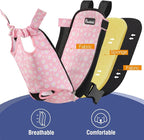 Pawaboo Pet Carrier Backpack, Adjustable Pet Front Cat Dog Carrier Backpack Travel Bag, Legs Out, Easy-Fit for Traveling Hiking Camping for Small Medium Dogs, Large Size, Black + Pink Daisy