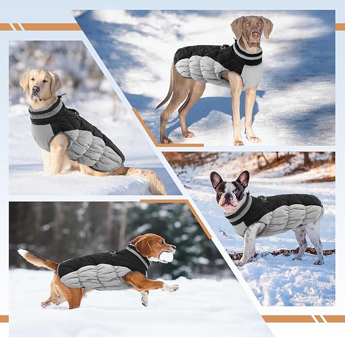 Dog Winter Jacket Cozy Reflective Waterproof Windproof Warm Pet Garment,Comfortable Cold Weather Fleece Apparel Outfits with Zipper Closure for Small Medium Large Dogs Puppy Walking,X-Small