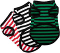 Paiaite 3 Pieces Dog Striped Shirt Red Green Black Color Cotton Sleeveless Puppy Pet Shirts Breathable Apparel Tank Top Colorful Puppy Sweatshirt Clothes for Small Medium Dogs 2XL