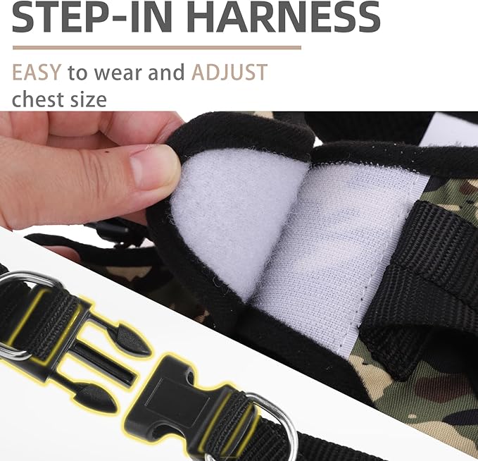PUPTECK Dog Harness and Leash Set for Small Medium Dogs No Pull Step-in Soft Mesh Puppy Cat Vest Harnesses Reflective at Night, Camouflage, S
