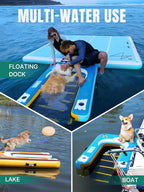 Niphean Dog Pool Ramp(Full-Coverage Non-Slip Deck), Stable Pup Plank with 200lbs Capacity, Inflatable Dog Ramp for Pool, Boat, Dock & Lake, Safe & Durable Ladder for Large Pets to Easy Water Access