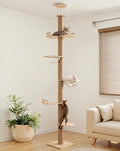 PawGiant Floor to Ceiling Cat Tree, Cat Tower with Adjustable Height 106-110", Sturdy 6-Tier Cat Climbing Stand with 2 Space Capsules & Scratching Posts, No Drilling for Indoor Multi-Cats