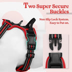 rabbitgoo Dog Harness No Pull with 2 Leash Clips, Adjustable Soft Padded, Reflective Oxford No Choke Pet Vest with Easy Control Handle for Large Dogs, Black & Red, XL