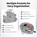 rubyloo Puffer Dog Travel Bag for Dog Moms – Doggy Diaper Bag with Pet Bowls & Food Storage or Everyday Puffy Tote – Doggy Mom Gifts for Women – Lightweight, Travel-Ready Gift for Pet Lovers - Grey