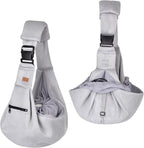 CUBY Dog and Cat Sling Carrier - Hands Free Breathable Mesh Small Dog Sling Carrier-Soft Pouch and Tote Design-Suitable for Puppy, Small Dog Cat Pets Carriers Sling Outdoor(Grey-Mesh,Adjust Strap 2.0)