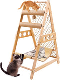 Cat Tree Ladder, Ladder Cat Tree with Hammock Scratching Post Climbing Web and Danging Sisal Ball, Cat Ladders Can Accommodate Multiple Cats and Can be Removed by The Window