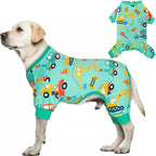 KYEESE Dog Pajamas Velvet Dog Pajamas Medium Sized Dogs Soft Dogs Clothes Pjs with Construction Vehicles Pattern Stretchy Pet Jammies Coat Comfy Pet Onesie Costume, 2X-Large