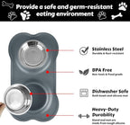 AsFrost Dog Food Bowls Stainless Steel Dog Food and Water Bowl Set, Dog Dishes No Spill Non Slip Silicone Mat, Dog Bowls for Small Medium Size Dogs Cat Puppy Pet Food Feeding Bowls, Grey, 12oz